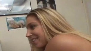 Blond gives blowjob and swallows