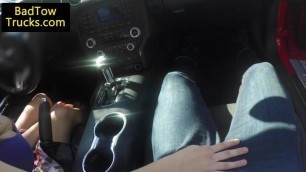 Real amateur babe fucks tow truck driver