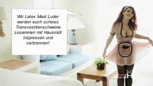 Sexy Latex Maid Luder Crush Show -- In den Müllpresswagen rein, du scheiss Transvestitenschwein!