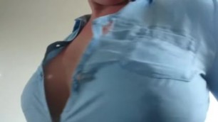 BBW Button Popping (big Tits make Buttons Fly from Shirt)