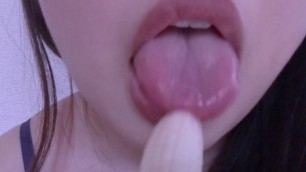 Licking the Tip of a Banana Slimy and Pseudo Blowjob