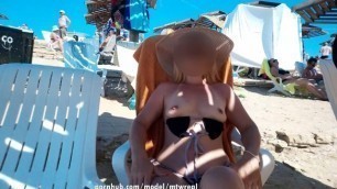 Extreme Public Flashing Tits on non Nude Beach
