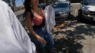 Walking in Public with my Corset on and a Transparent Bra!